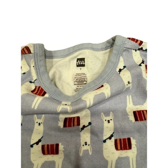 Tea Collection Dressy Llama 2 Piece Cotton Pajama Set Sz 7 - Picture 3 of 5
